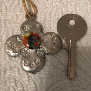 Millefiori Silver Pendant.  Large.